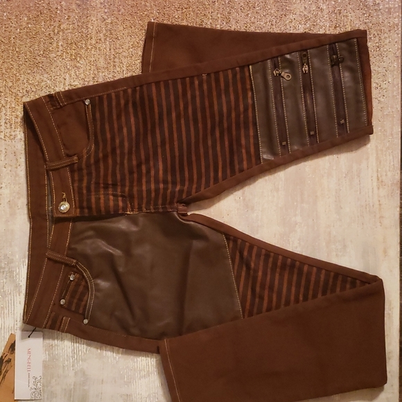 Mengbell denim Denim - Faux Leather Suede Zipper Skinny Jeans